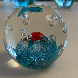 Murano Art Glass Ocean Globe Paperweight